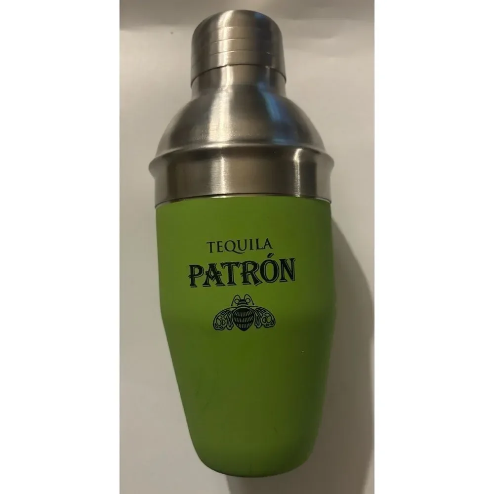 Patron Tequila Individual Cocktail Stainless Steel Shaker  8oz in Soft Lime